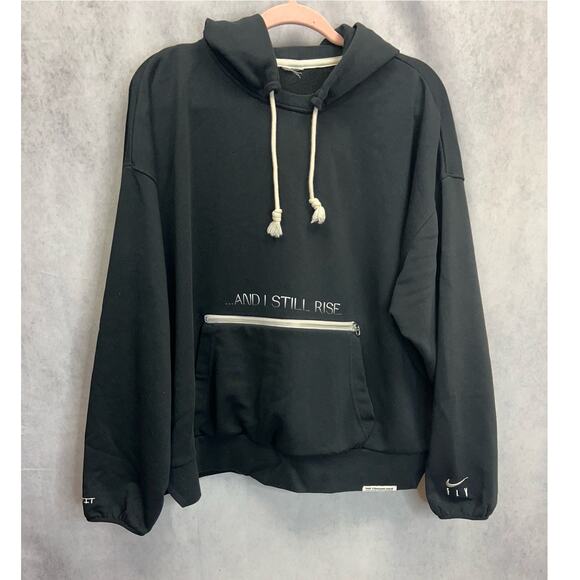 Nike Dri-Fit Womens Fly Fire Flame Basketball Hoop Design Hoodie Size 2XL Black - Picture 5 of 9